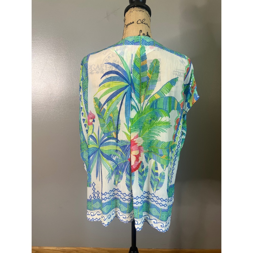 Johnny Was Hana Blouse vibrant floral print V-neckline travel vacation beach - Picture 3 of 10